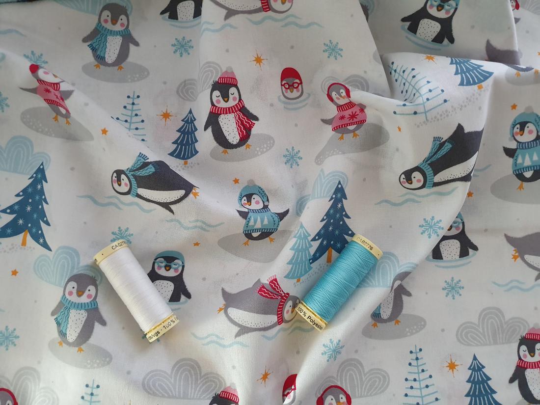 Remnant Christmas Polar Pals Penguin Island Design 100% Cotton