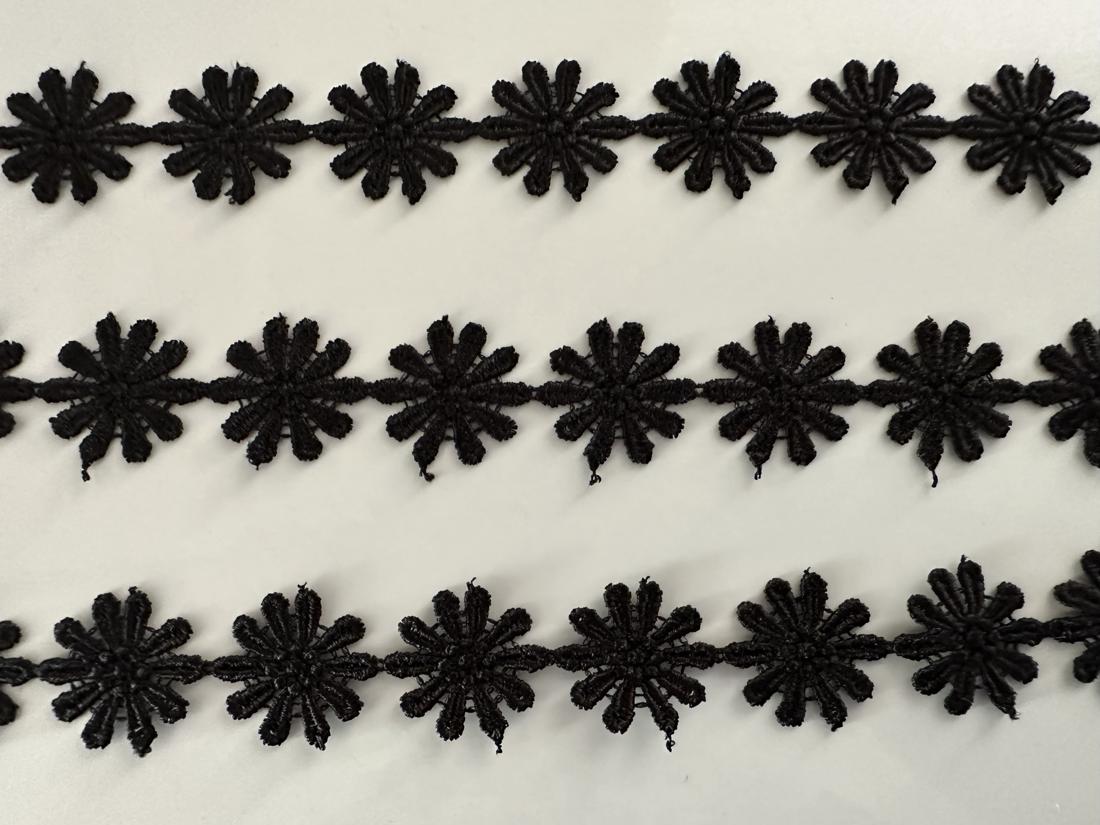 Guipure Daisy Black Embroidered Lace