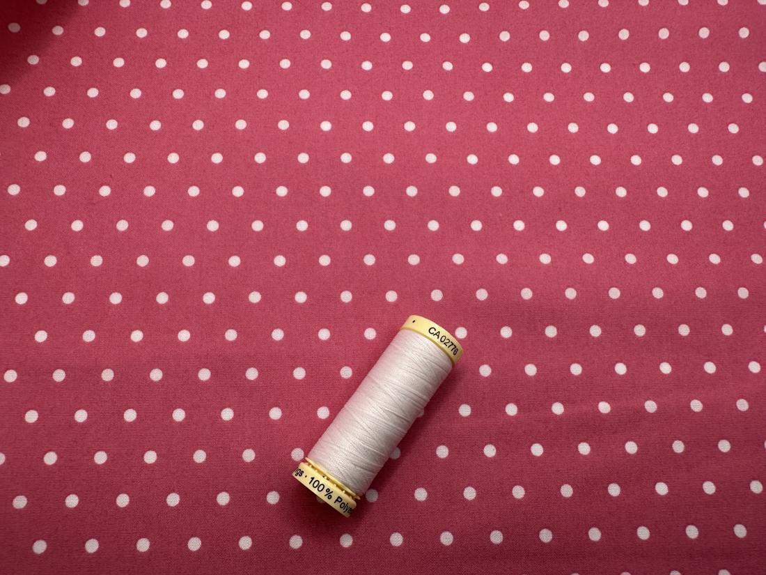 Simple White 3mm Polka Dot on a Fuschia Background Poly Cotton