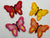Bright Butterflies Red Yellow Cerise & Orange Iron On or Sew on Embroidered Fabric Motif
