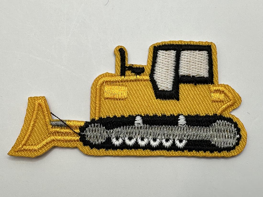 Bulldozer Iron On or Sew on Embroidered Fabric Motif