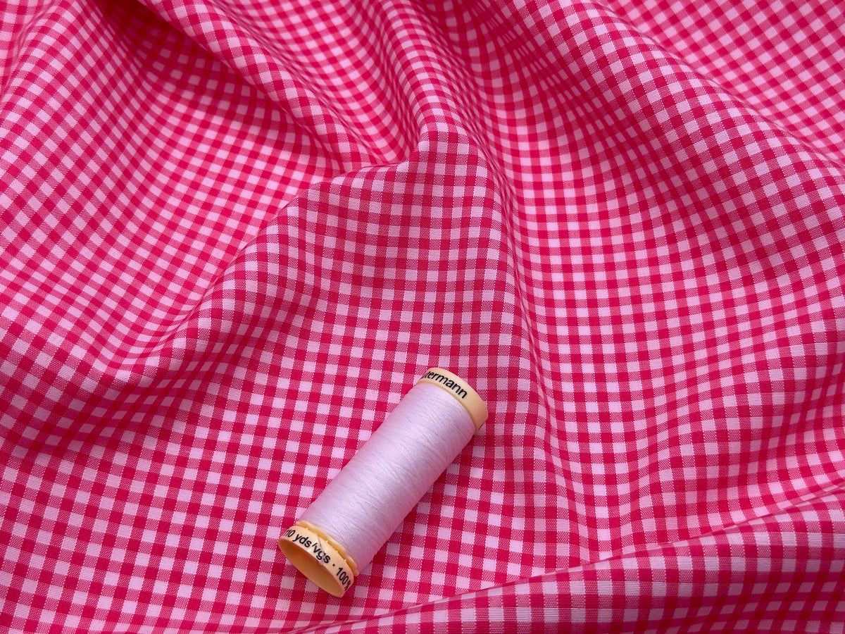 Gingham 1/8 inch Cerise Pink Poly Cotton
