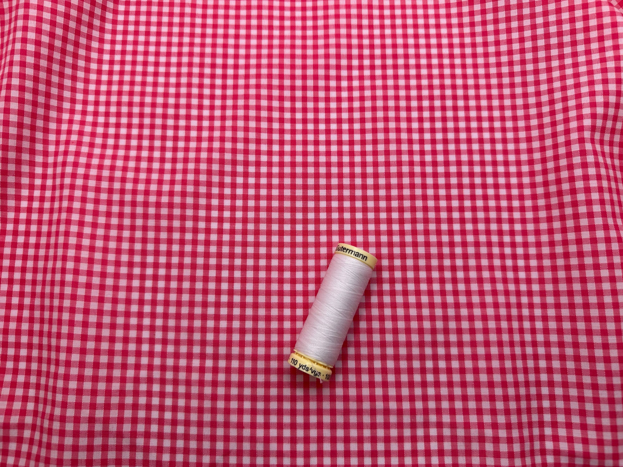 Gingham 1/8 inch Cerise Pink Poly Cotton