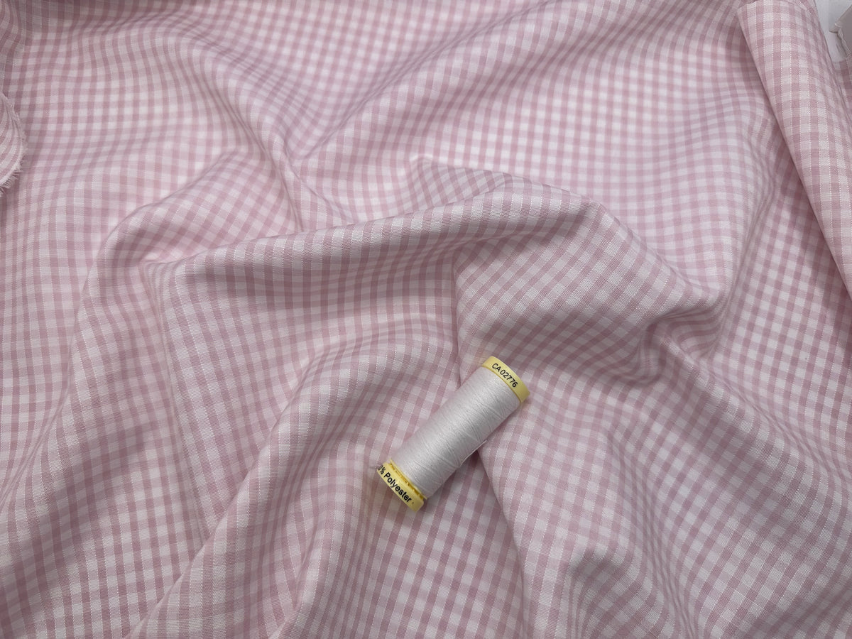 Gingham 1/8 inch Pale Pink Poly Cotton