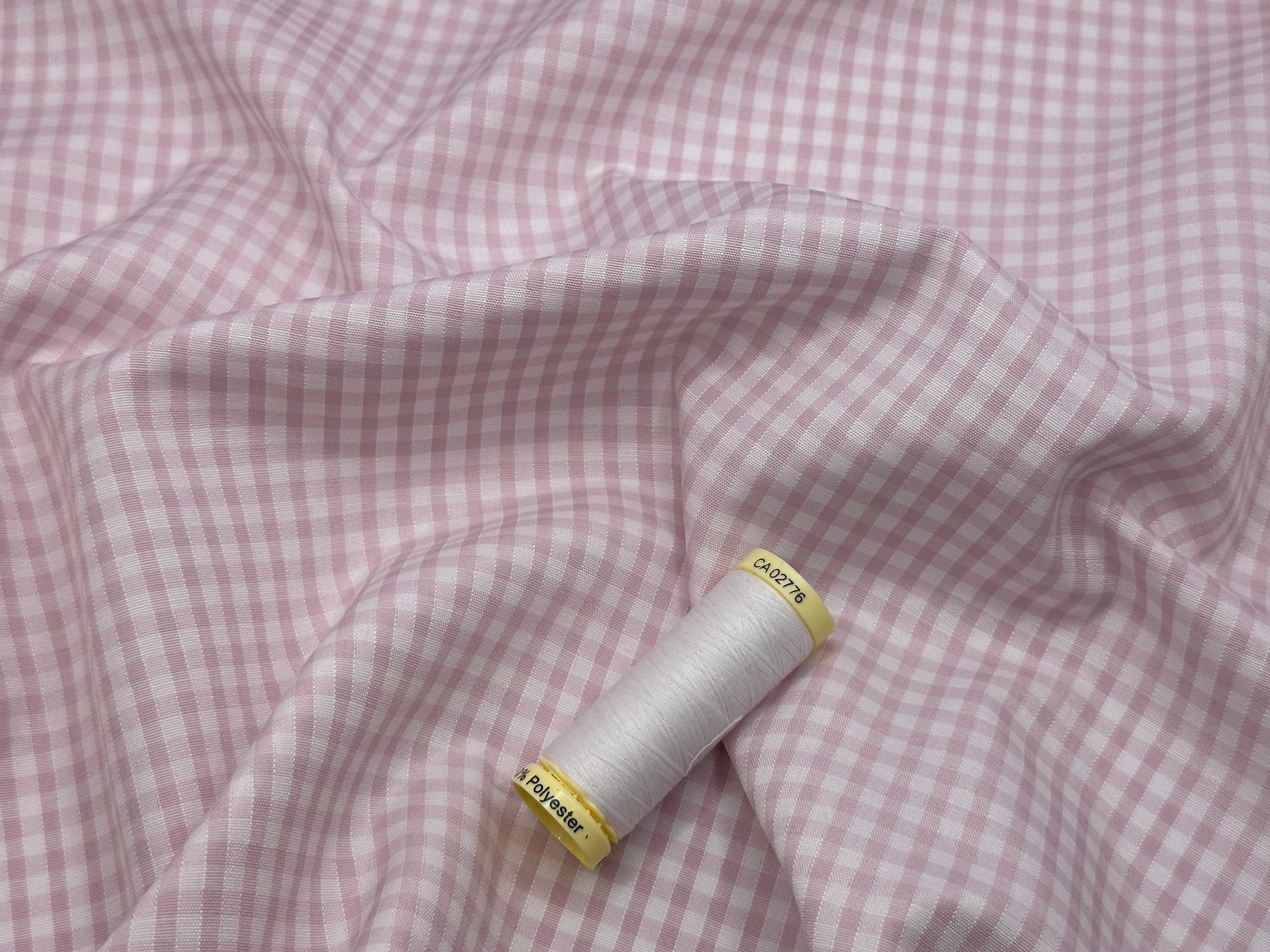 Gingham 1/8 inch Pale Pink Poly Cotton