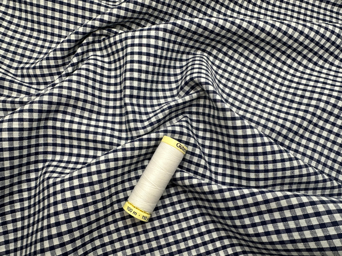 Gingham Navy 1/8 inch Poly Cotton