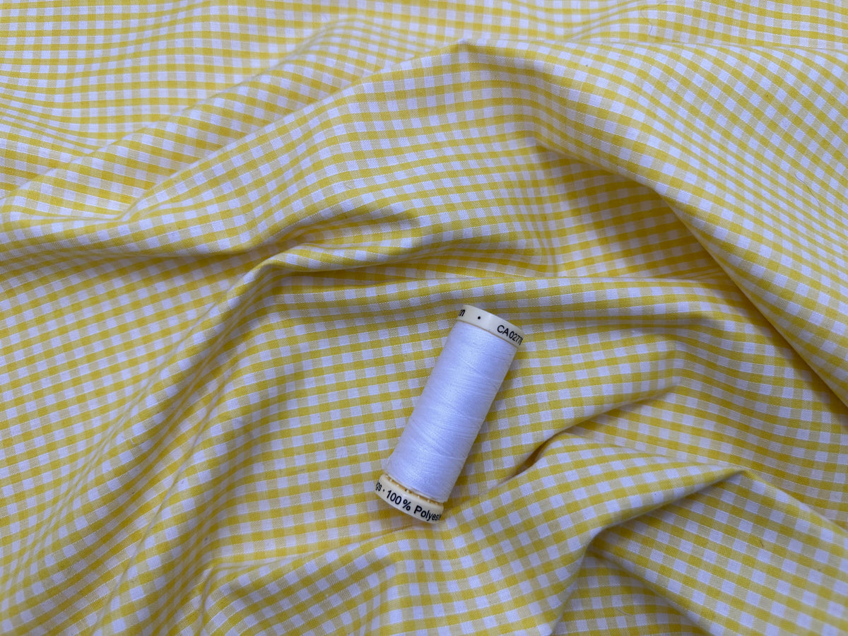 Gingham Yellow 1/8 inch Poly Cotton