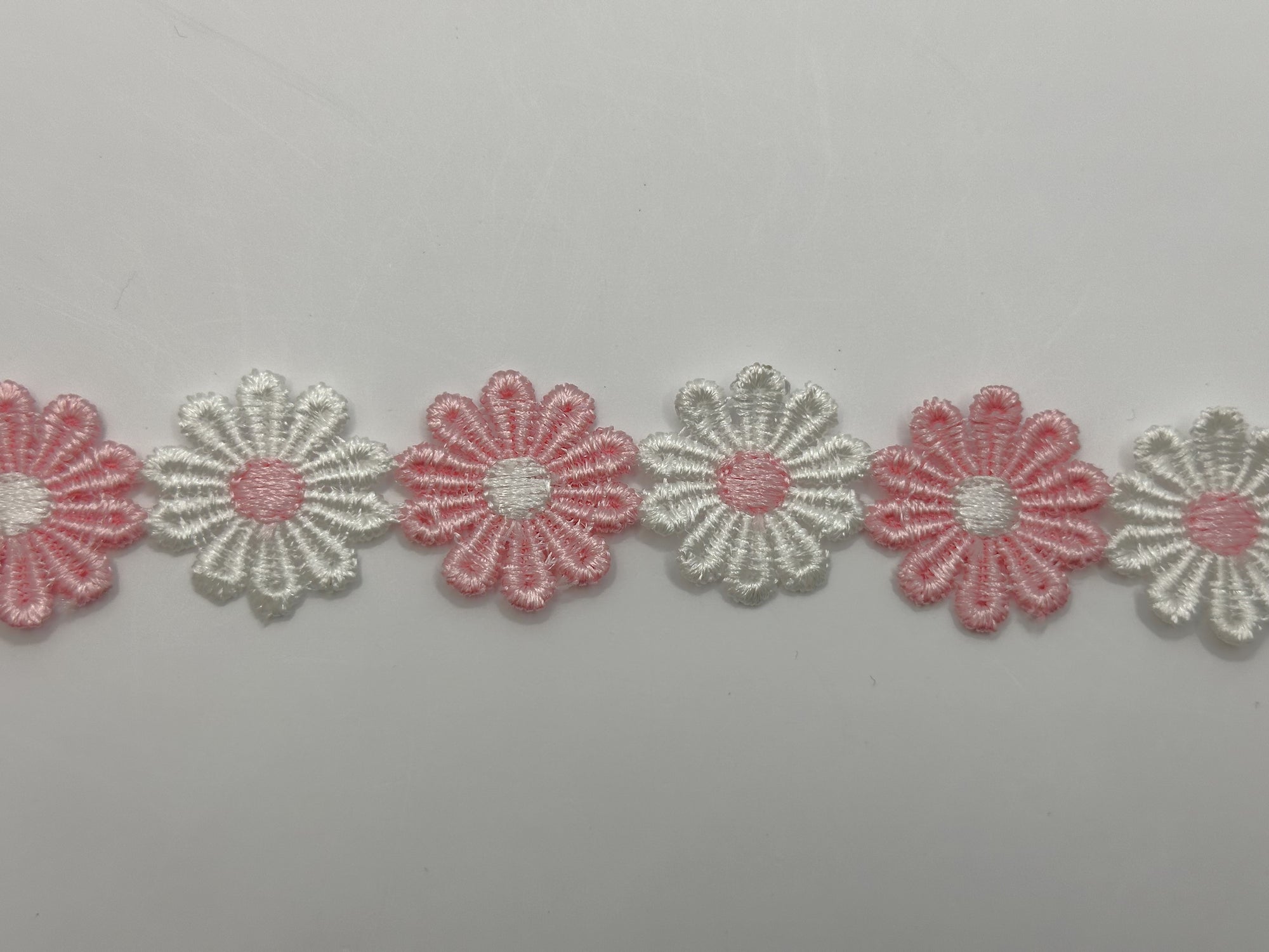 Guipure Daisy Pink & White Mix Embroidered Lace