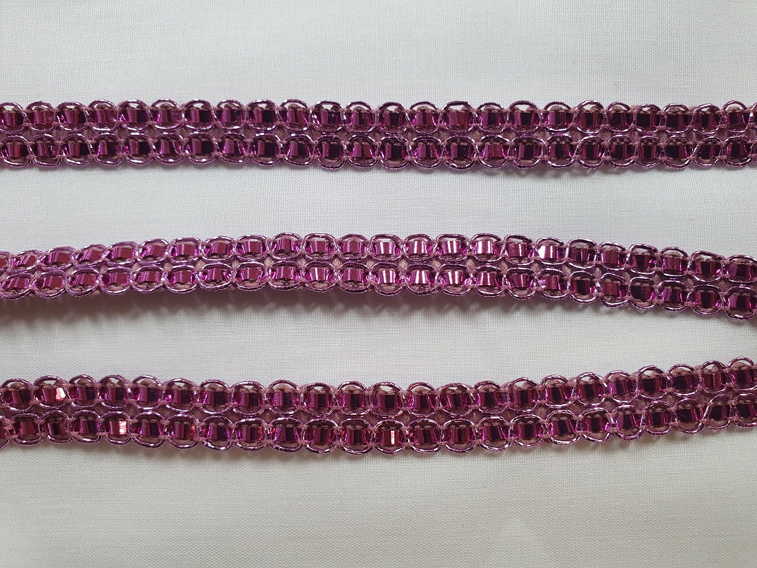 Bright Pink Metalic Braid Trim 10mm  Wide