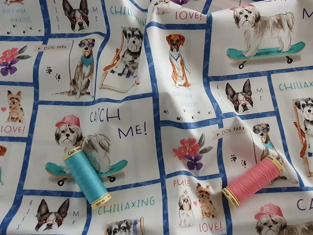 A Dogs Life Patchwork Design By 3 Wishes Digital Print 100% Cotton