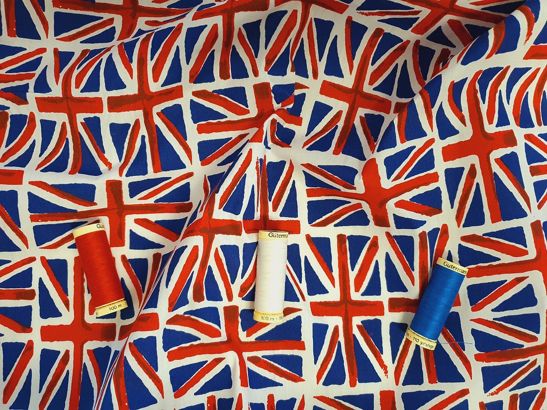 Union Jack Red White &amp; Blue Poly Cotton