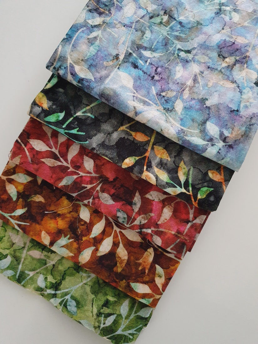 Beautiful Vine Leaf Batik Digital Prints Fat Quarter Bundle 1 100% Cotton