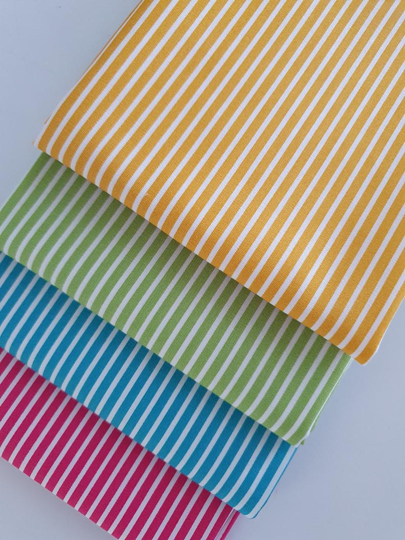 Candy Stripes 2mm Bright Color Mix Fat Quarter Bundle 100% Cotton