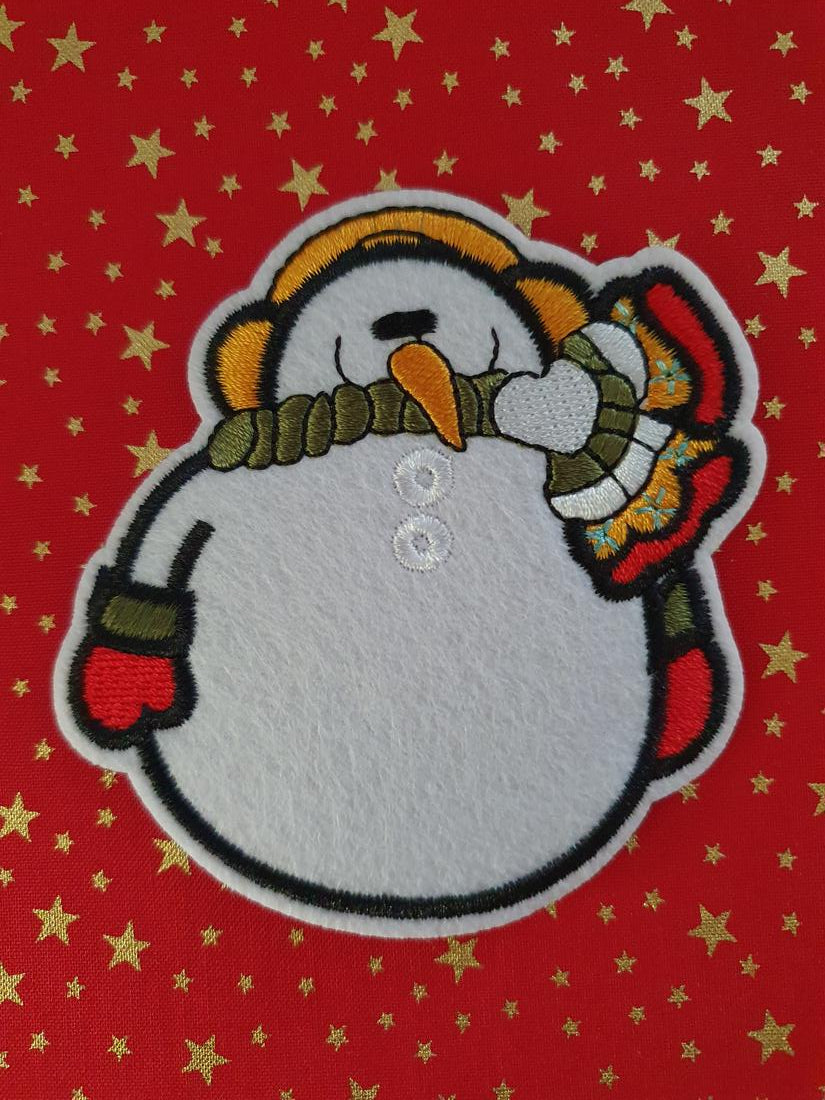 Christmas Snowman 4 Iron On or Sew on Embroidered Fabric Motif