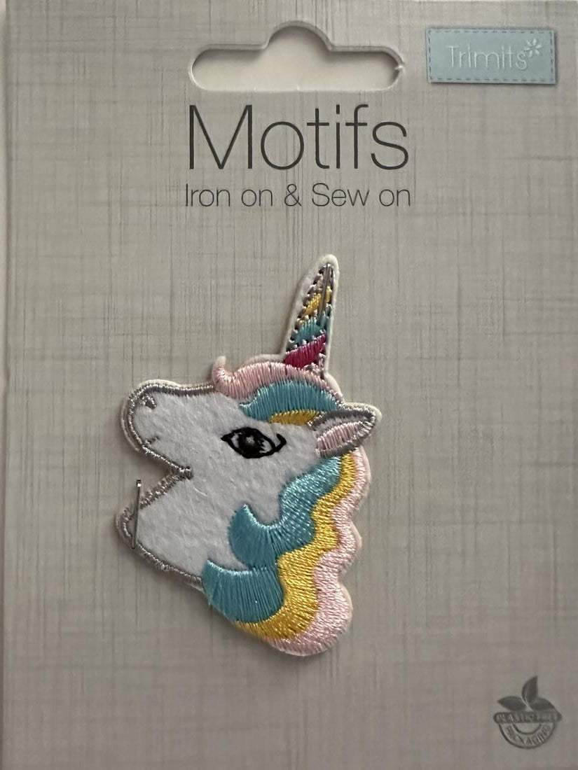 Unicorn Iron On or Sew on Embroidered Fabric Motif