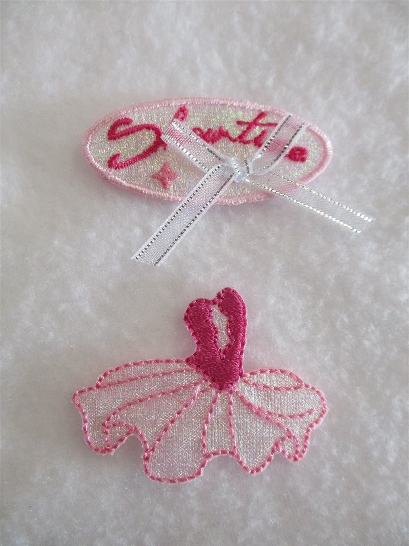 Ballerina Patch Iron On or Sew on Embroidered Fabric Motif 3.5cm x 4.5cm