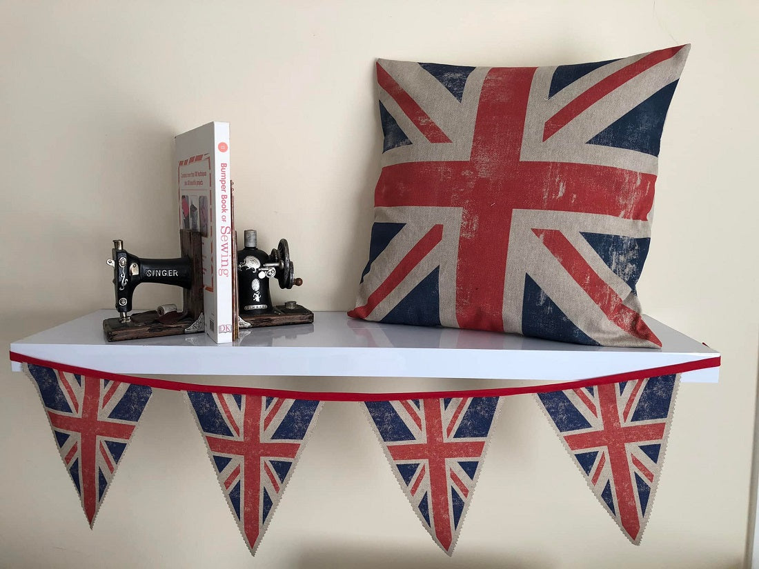 Union Jack Jubilee Rustic Cushion Panel on a Natural Background