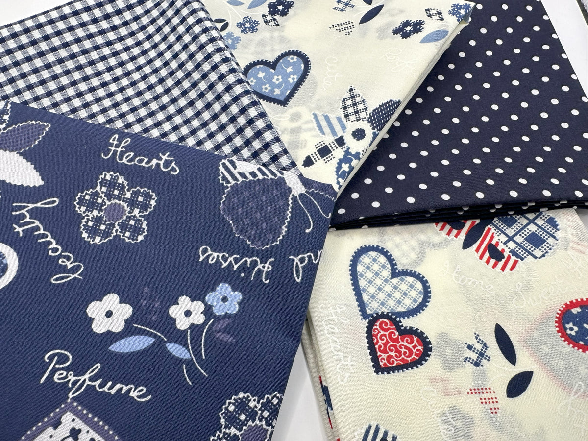 Hearts Flowers &amp; Butterfly Mix Fat Quarter Bundle Poly Cotton