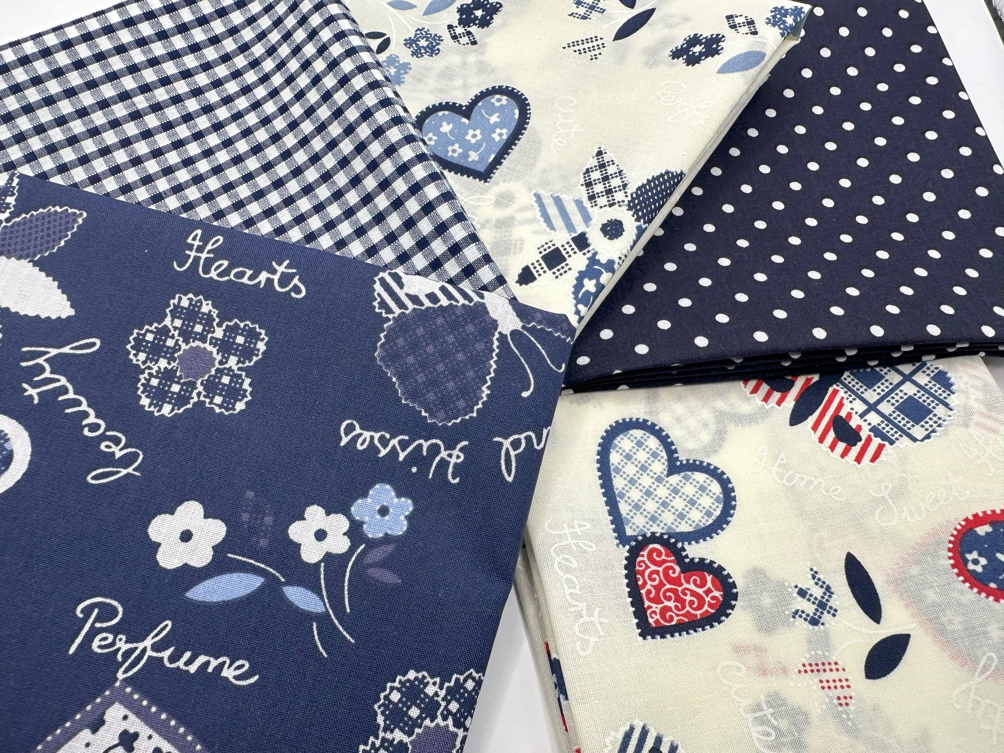 Hearts Flowers & Butterfly Mix Fat Quarter Bundle Poly Cotton