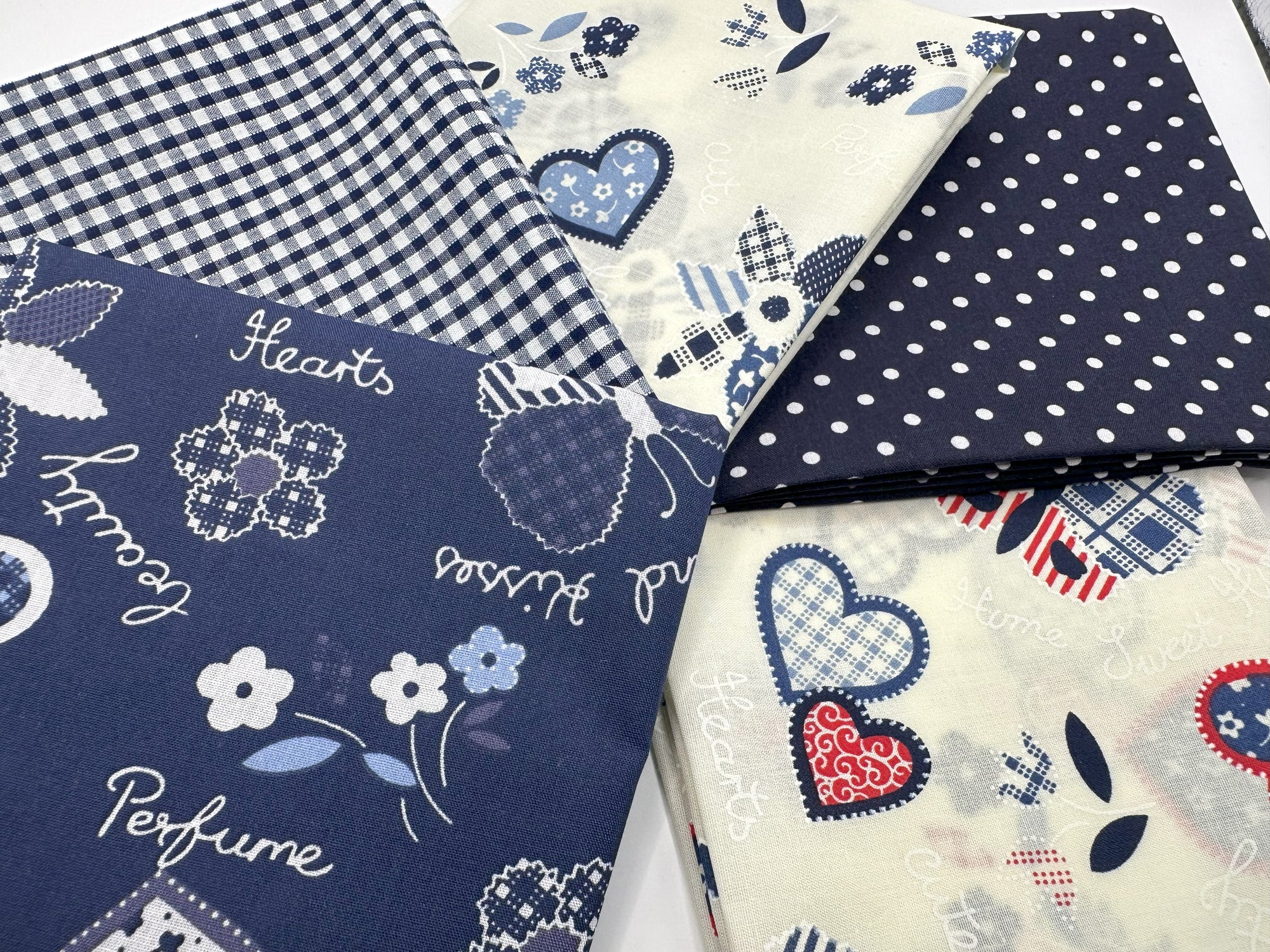 Hearts Flowers & Butterfly Mix Fat Quarter Bundle Poly Cotton