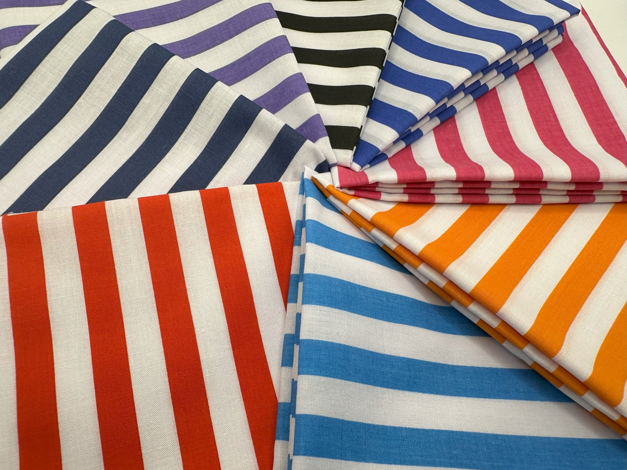 Set of Bright Color Stripes Mix Fat Quarter Bundle Poly Cotton