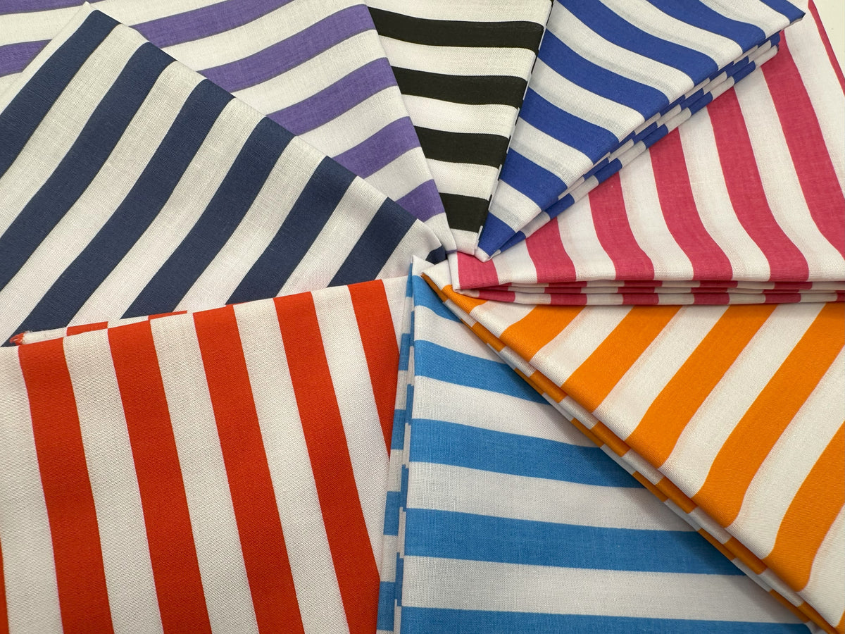 Set of Bright Color Stripes Mix Fat Quarter Bundle Poly Cotton