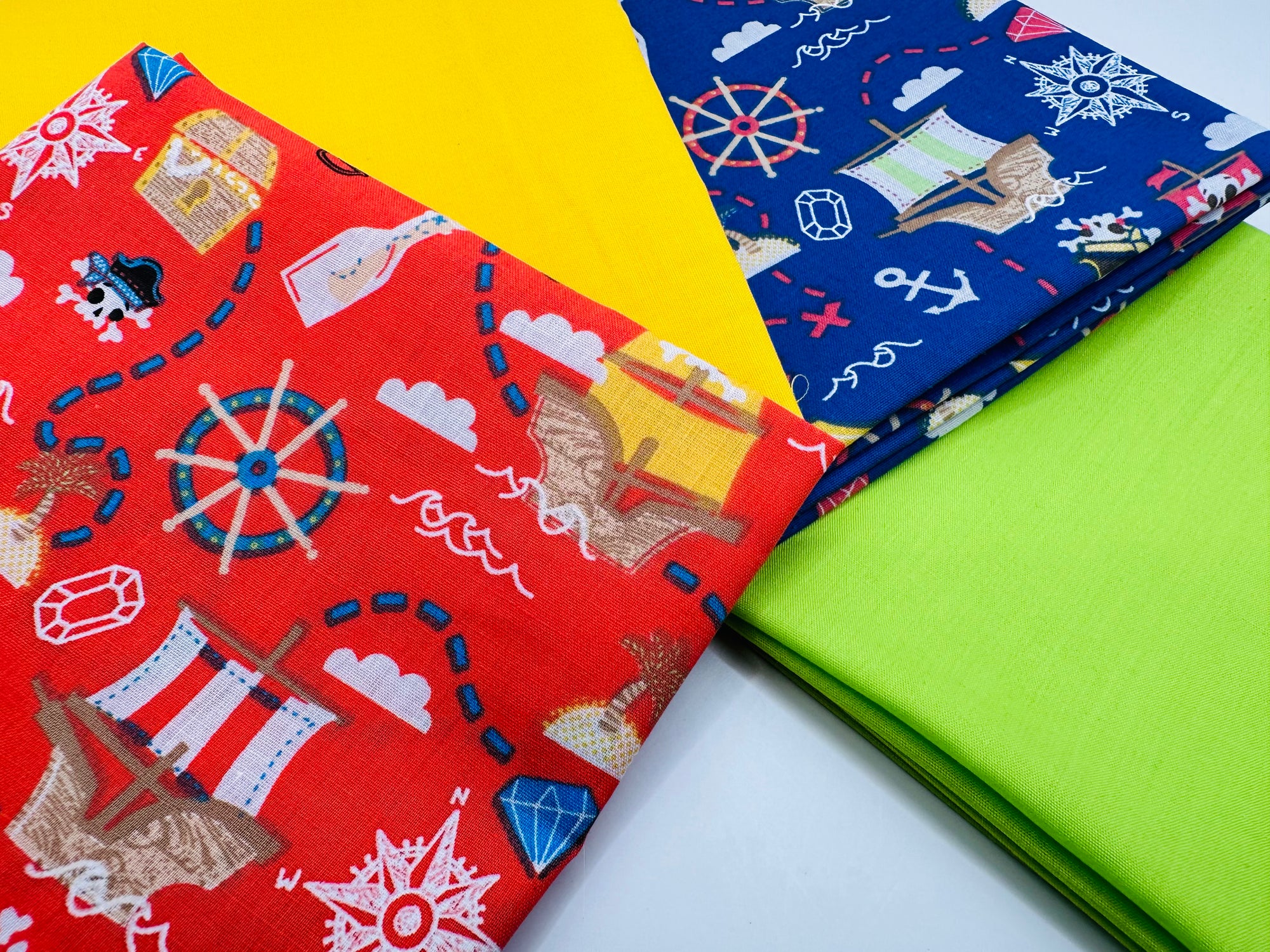 Pirate Ships & Nautical Notions Fat Quarter Bundle Poly Cotton