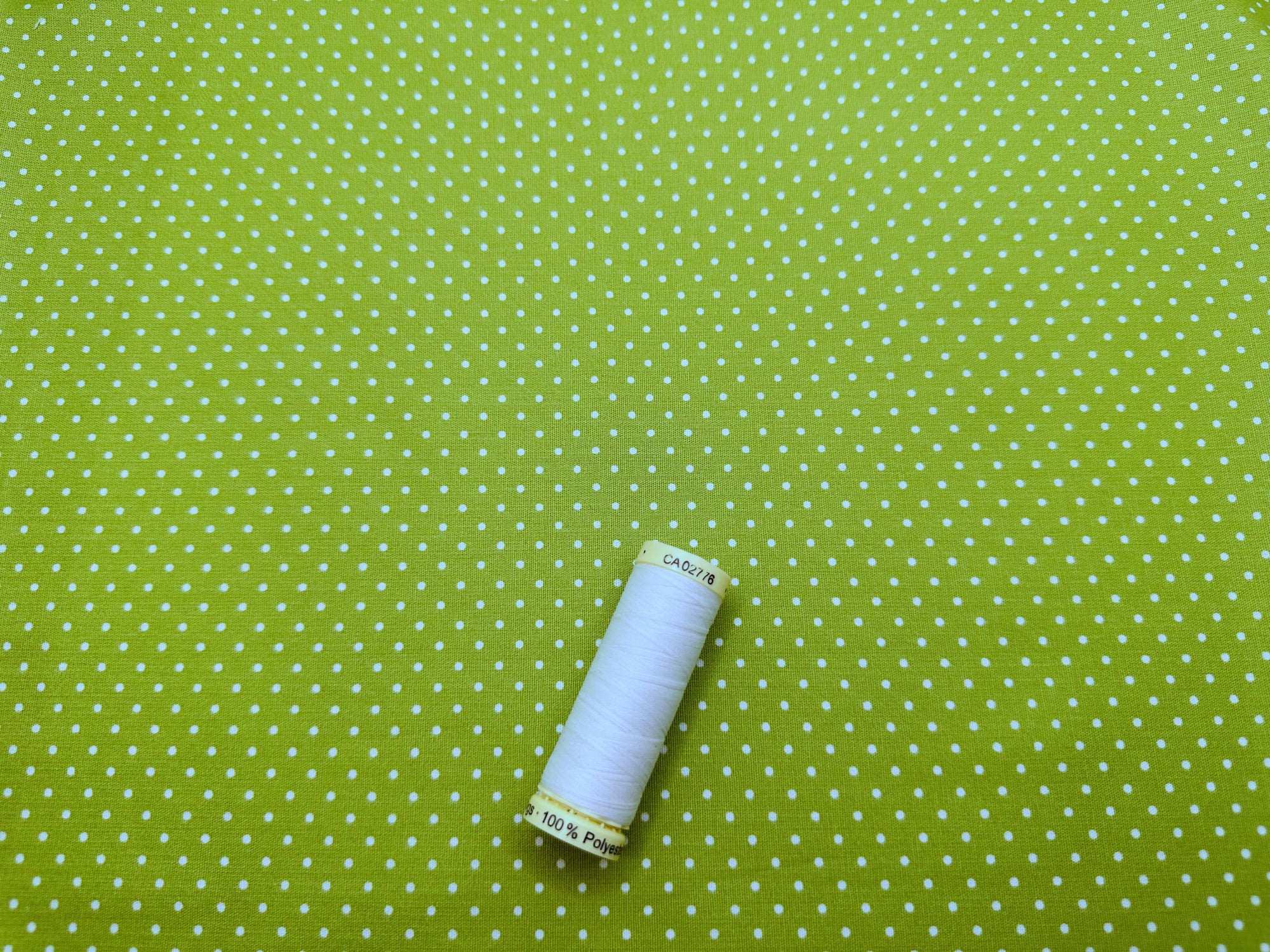 Pin Spot White on a Lime Background 100% Cotton