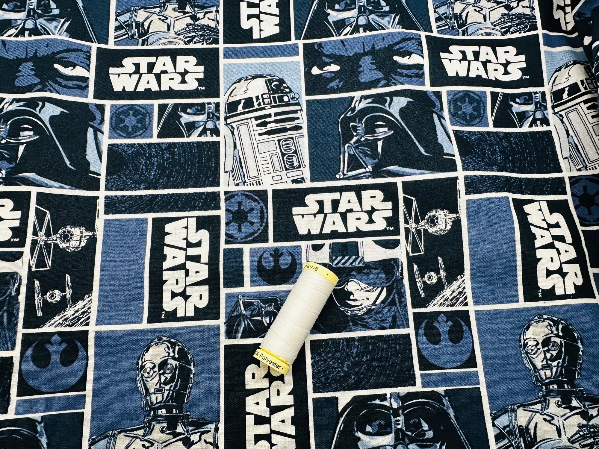 Star Wars Classic Blocks Shades of Blue 100% Cotton Licensed