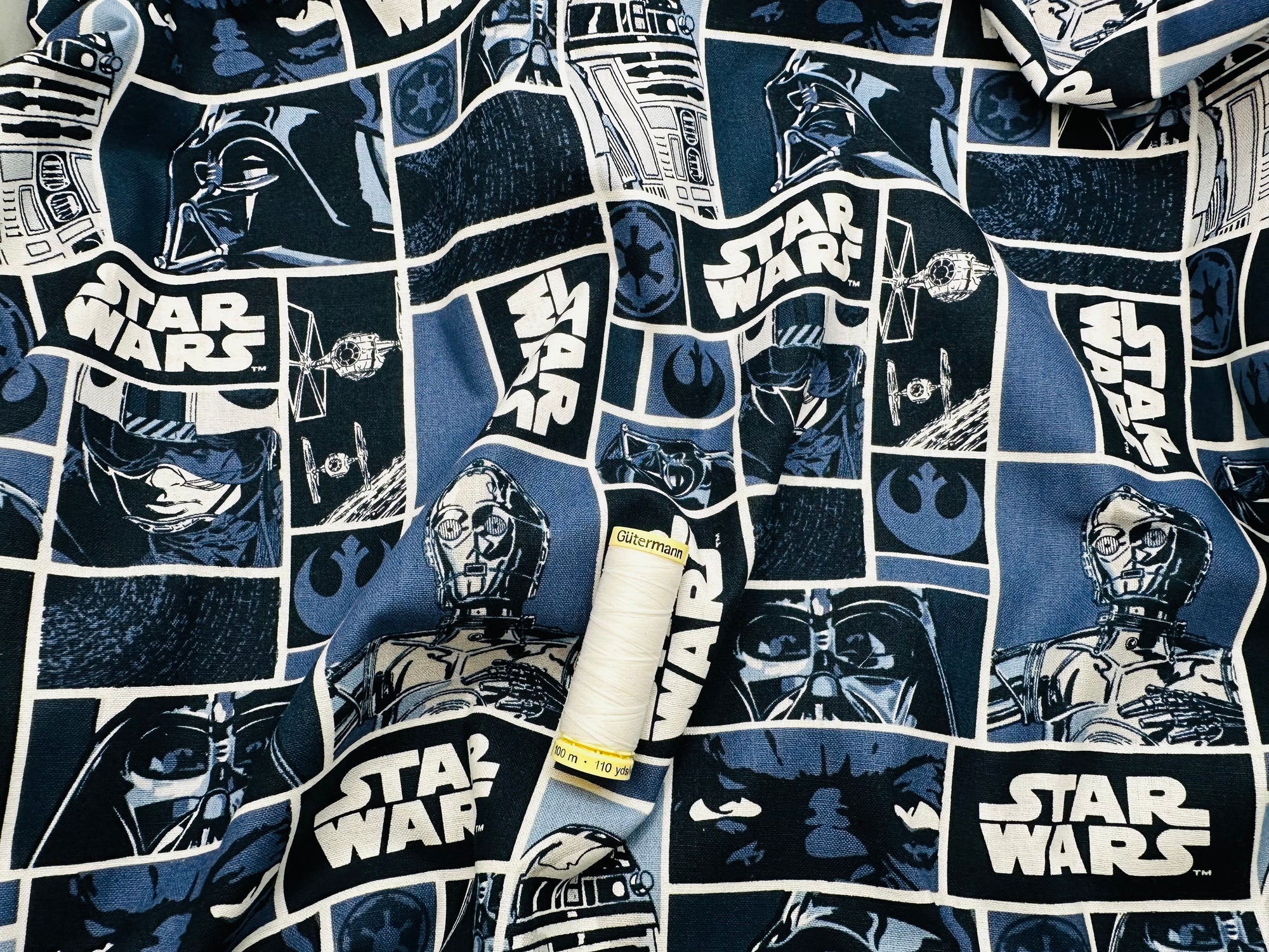 Star Wars Classic Blocks Shades of Blue 100% Cotton Licensed