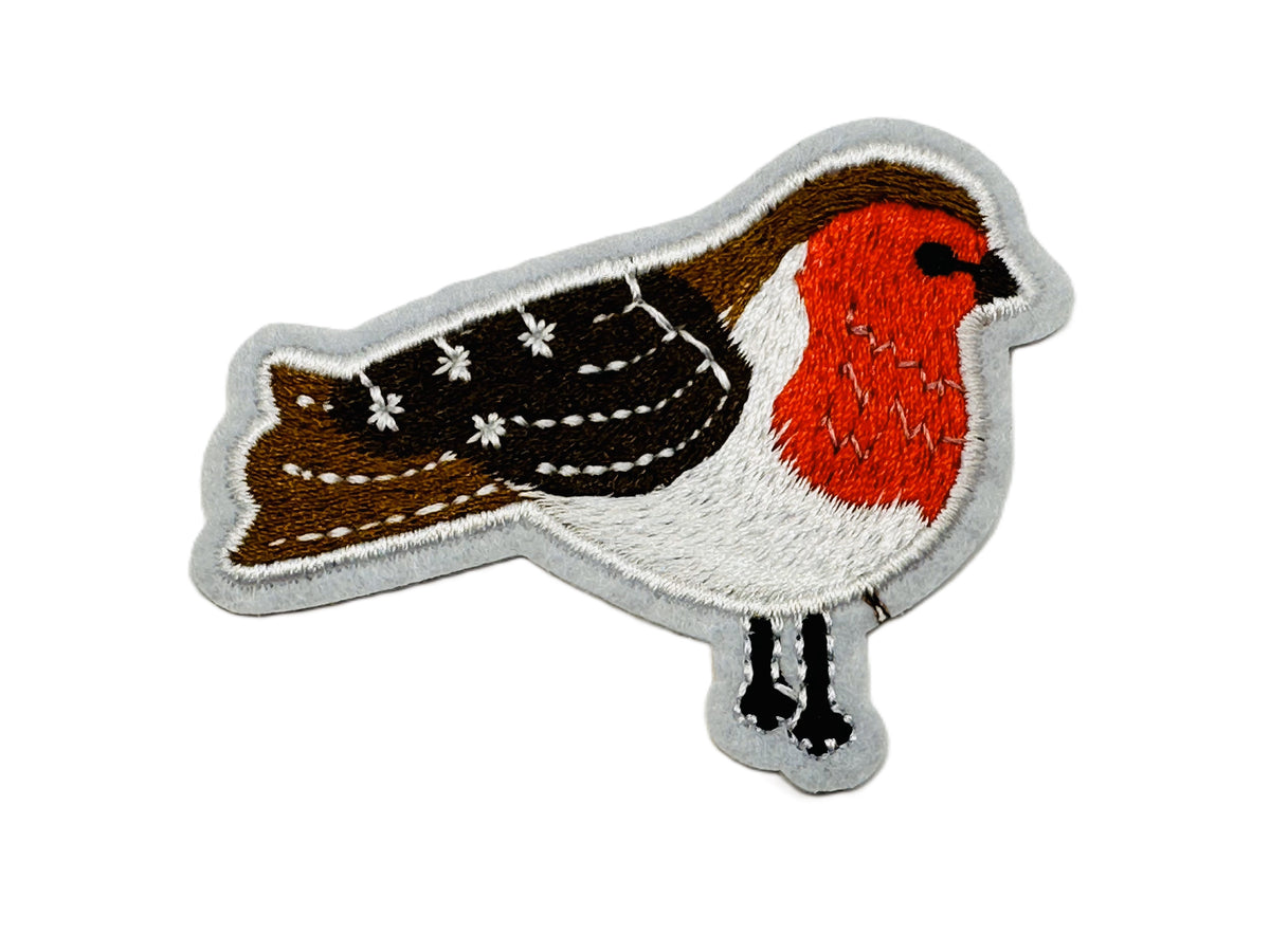 Christmas Robin Iron On or Sew on Embroidered Fabric Motif