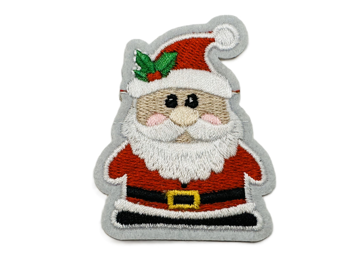 Christmas Happy Santa Iron On or Sew on Embroidered Fabric Motif