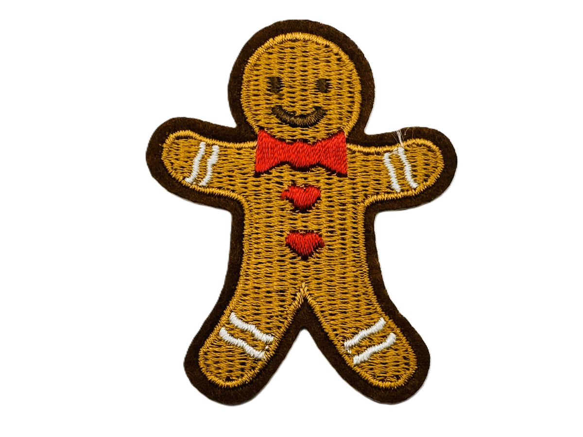 Christmas Gingerbread Man Iron On or Sew on Embroidered Fabric Motif