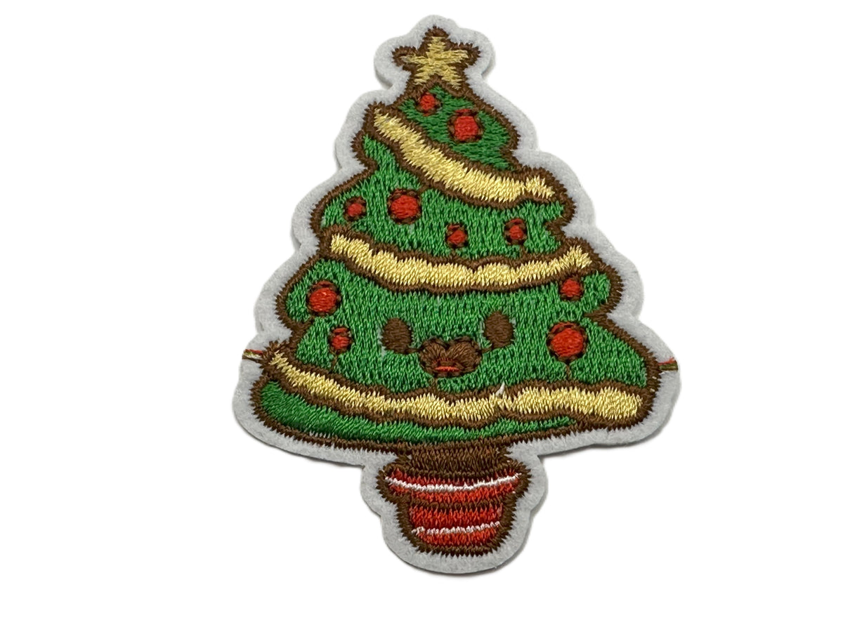 Christmas Tree 4 Iron On or Sew on Embroidered Fabric Motif