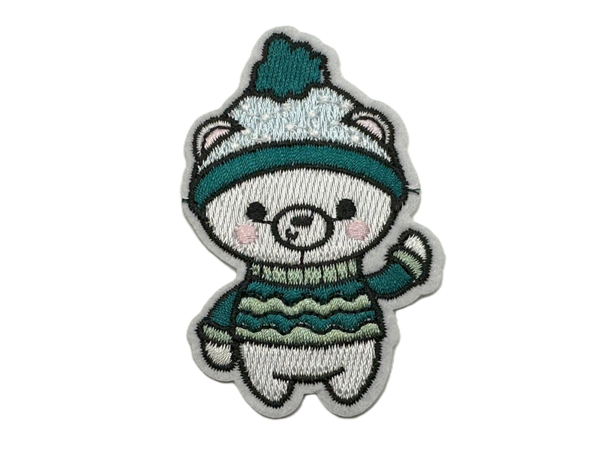 Christmas Cute Polar Bear Iron On or Sew on Embroidered Fabric Motif