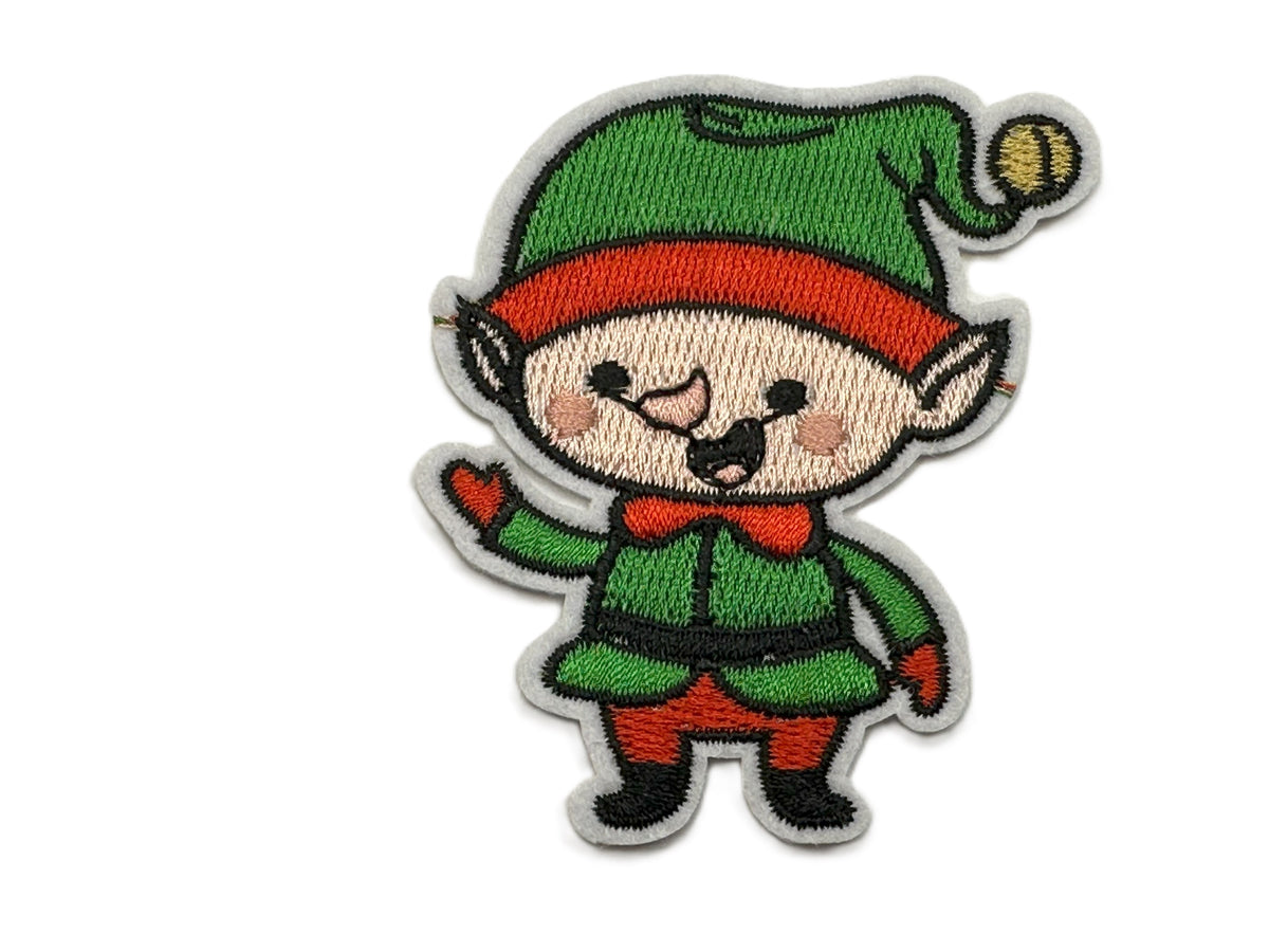 Christmas Cute Little Elf Iron On or Sew on Embroidered Fabric Motif