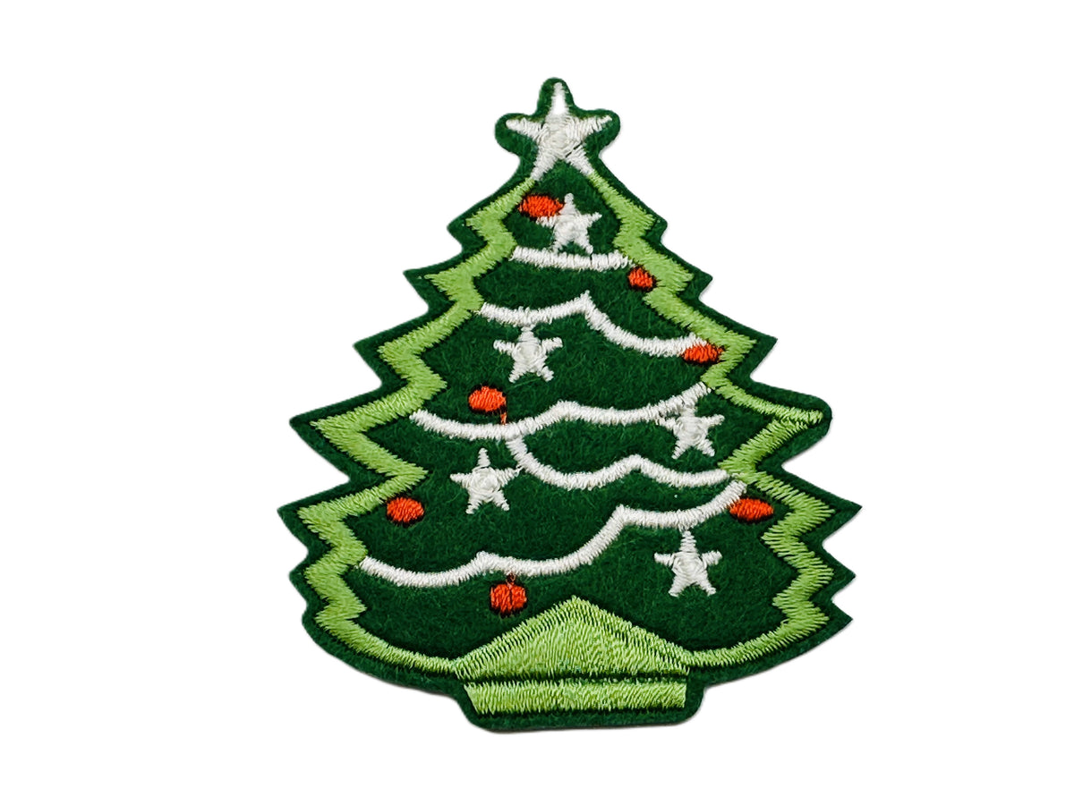 Christmas Tree Iron On or Sew on Embroidered Fabric Motif