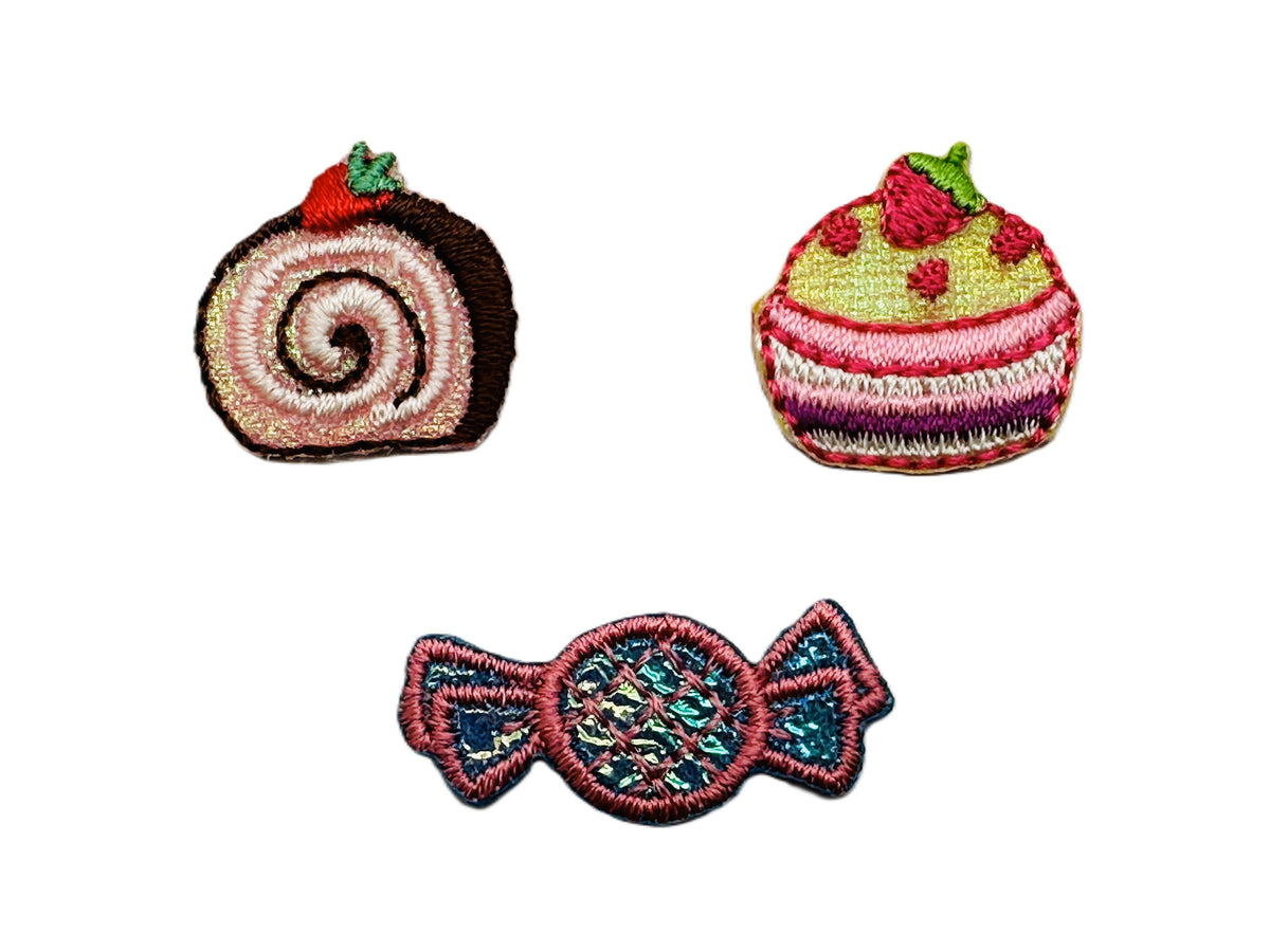 Sweets &amp; Cake 3 Iron On or Sew on Embroidered Fabric Motifs