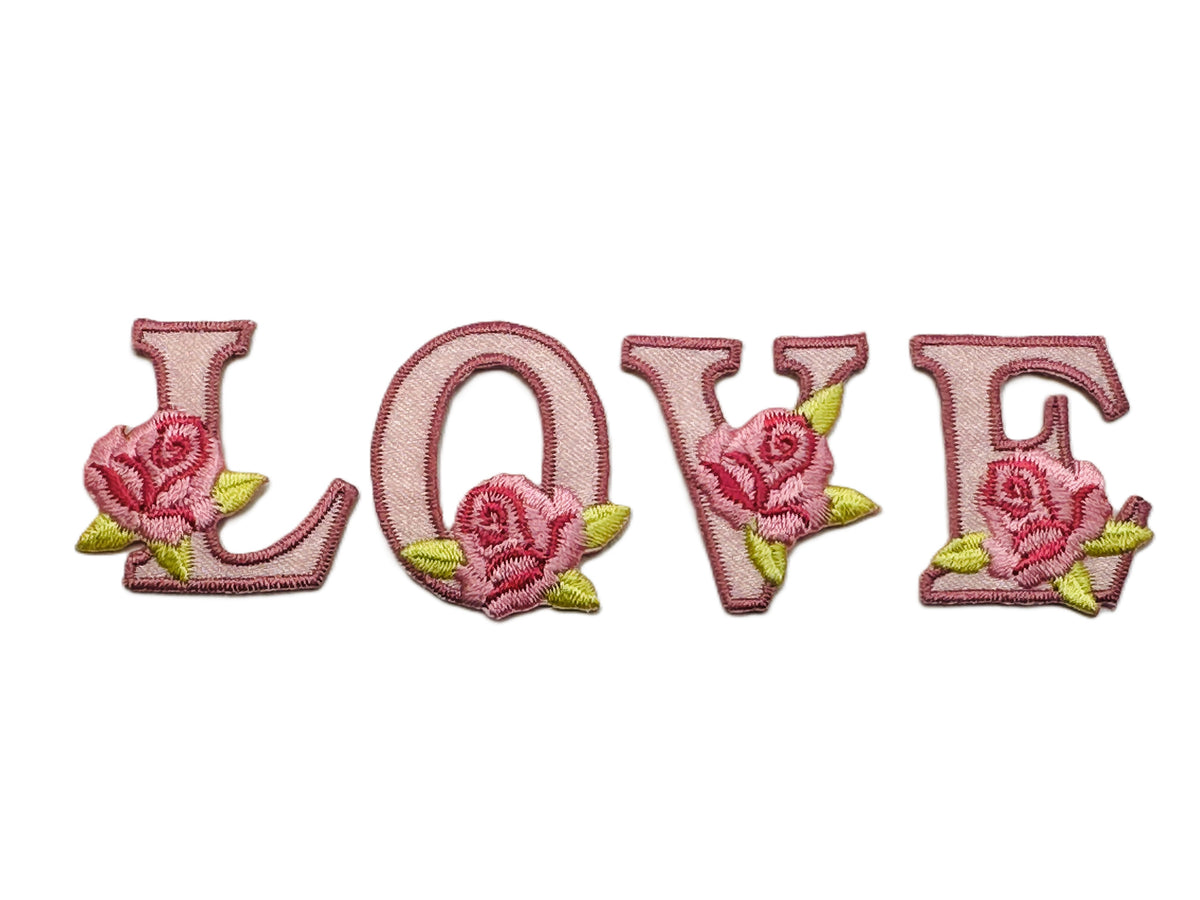 Love Iron On or Sew on Embroidered Fabric Motif 2.5cm x 3cm