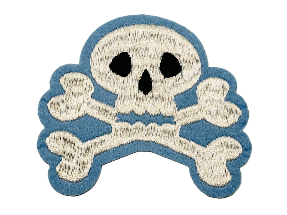 Skull Sew on or Stick on Embroidered Fabric Motif 7.5cm x 8cm