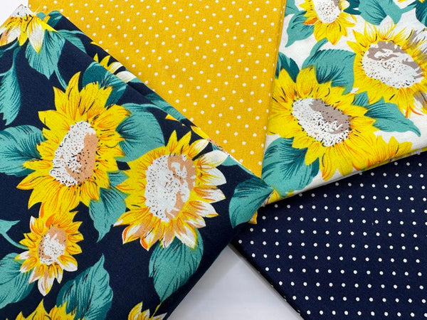 Sunflower fabric, fat quarter, 100% cotton fabric