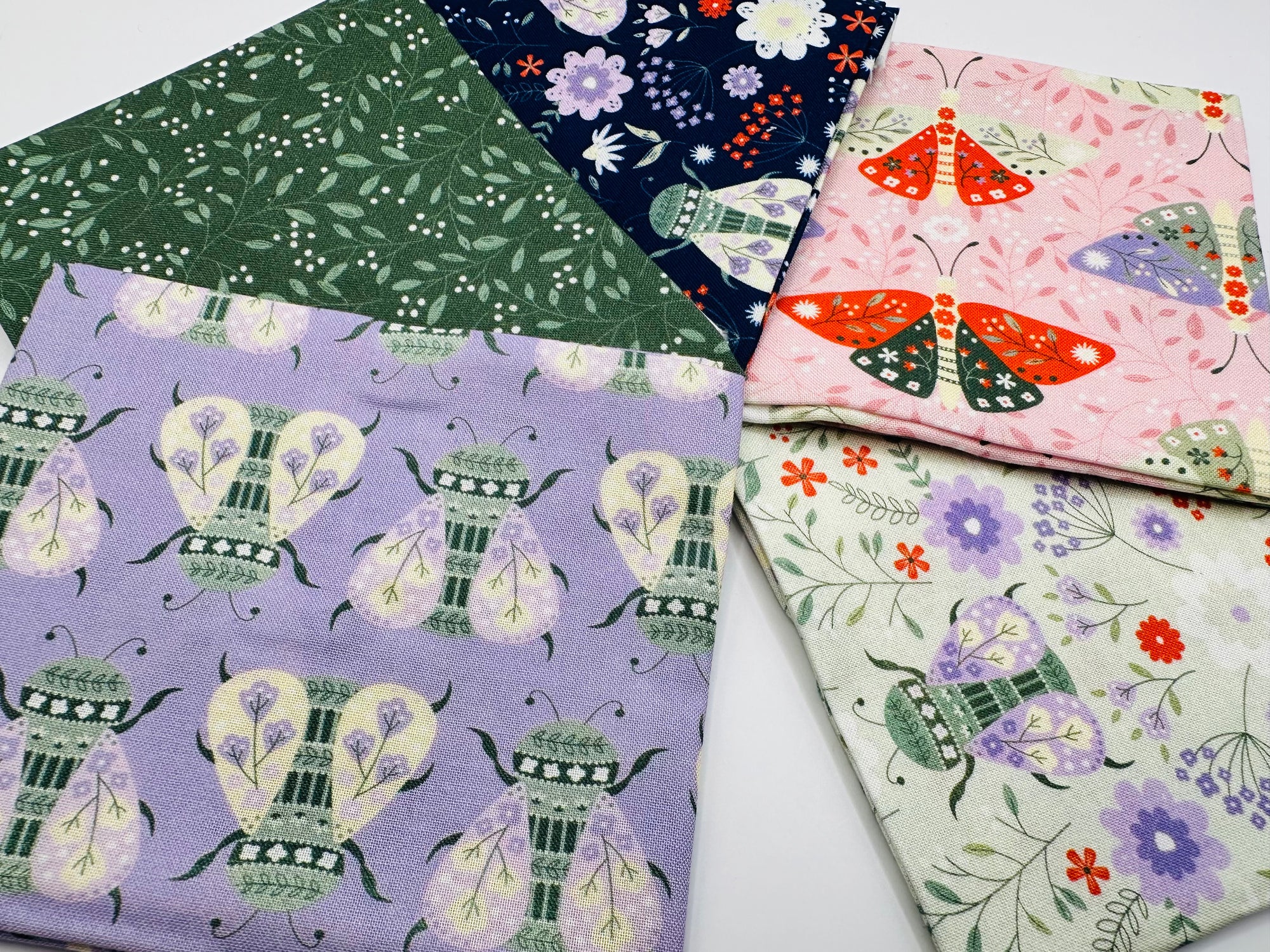 Flutter & Folk Beetle & Butterfly Mix Fat Quarter Bundle 100% Cotton