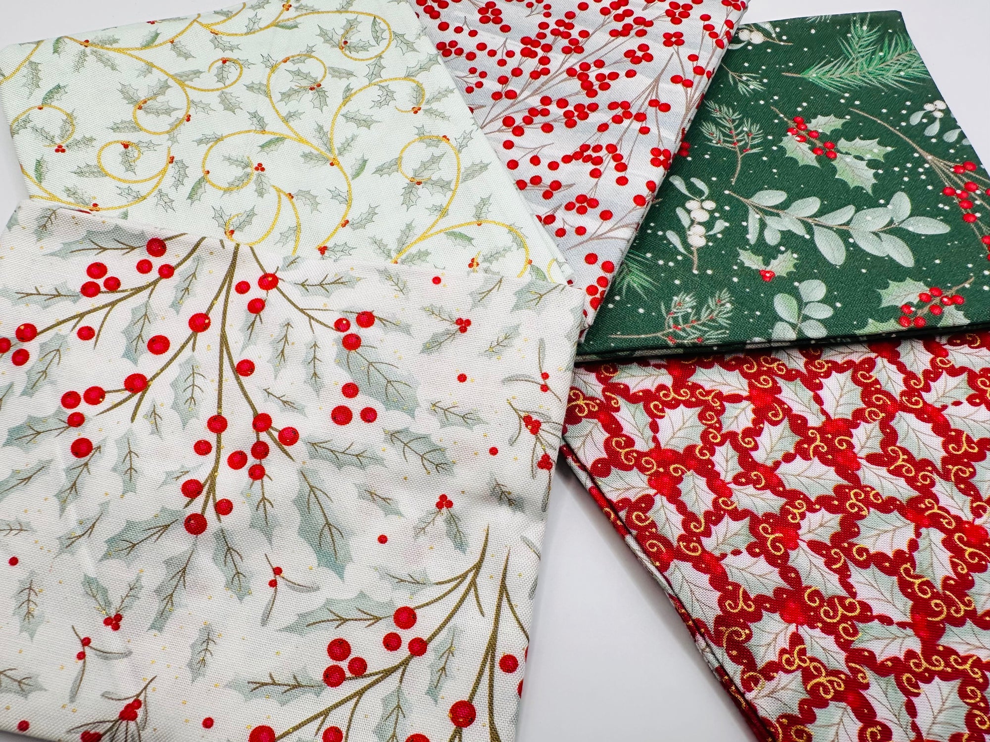 Christmas Scandi Holly Fat Quarter Bundle 100% Cotton