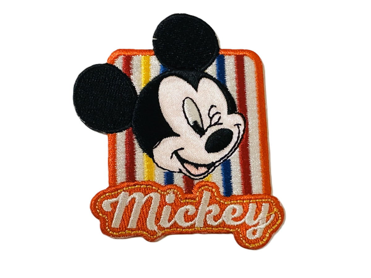 Mickey Mouse Stripe Iron On or Sew on Embroidered Fabric Motif