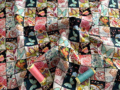 Butterfly Patchwork Digitally Printed 100% Cotton