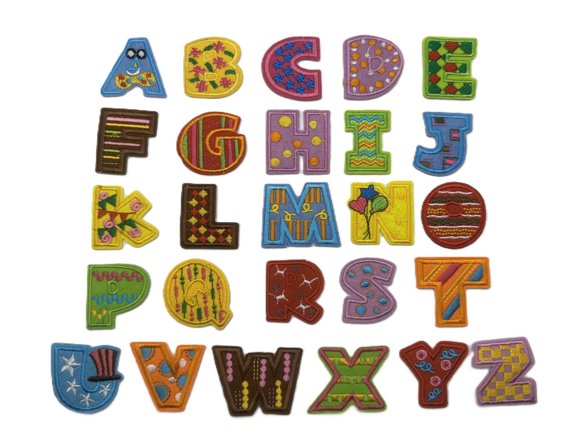 Bright Colorful Alphabet Letters Iron On or Sew on Embroidered Fabric Motif