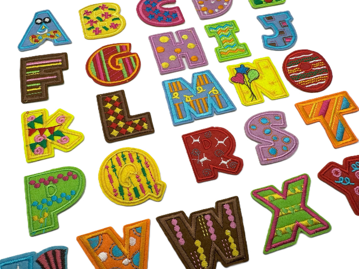 Bright Colorful Alphabet Letters Iron On or Sew on Embroidered Fabric