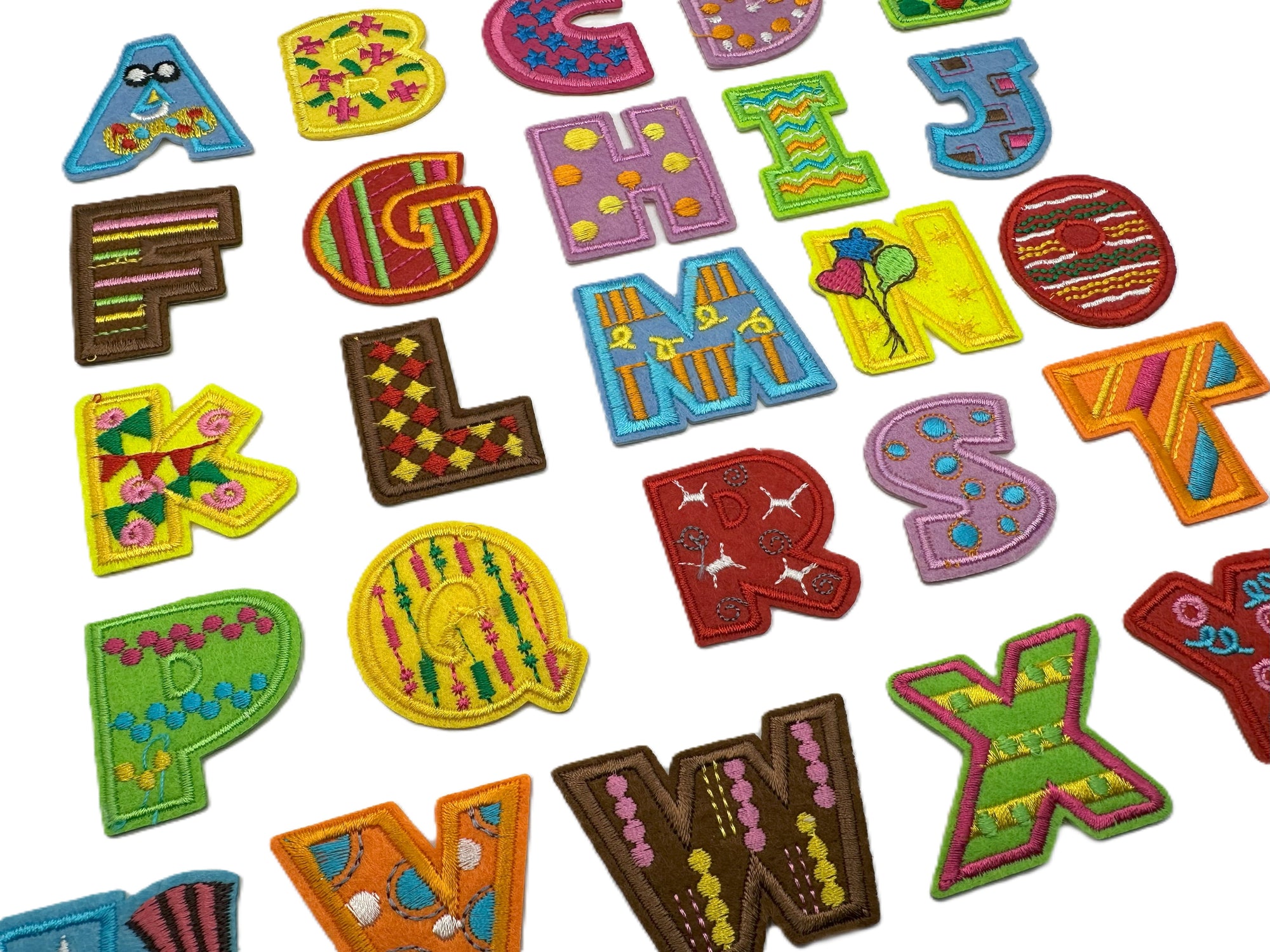 Bright Colorful Alphabet Letters Iron On or Sew on Embroidered Fabric Motif