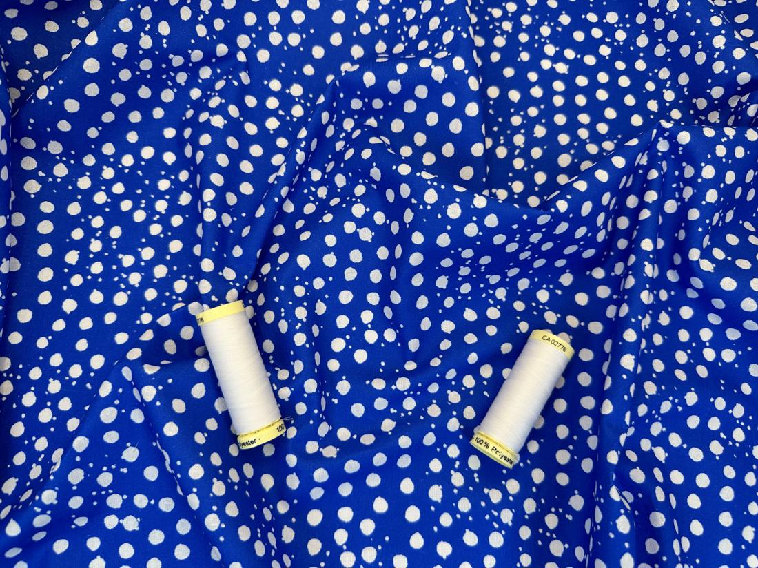 All About Blues White Dots on a Blue Background 100% Cotton