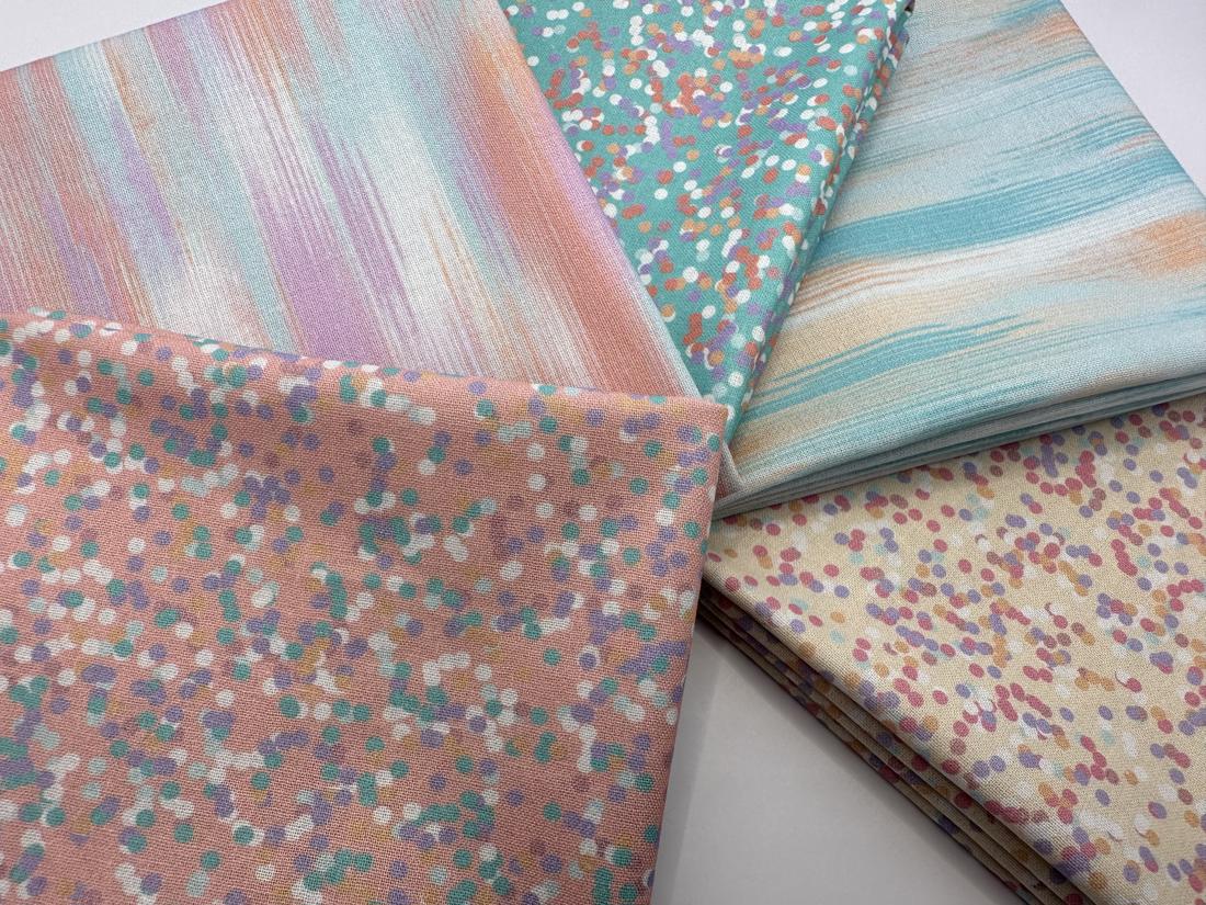 Funfetti Collection Pastel Blurred Stripe &amp; Confetti 100% Cotton Fat Quarter Bundle